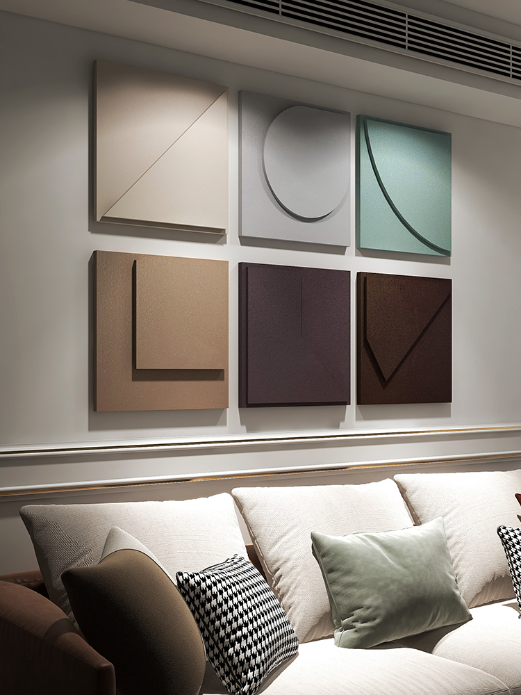 莫兰迪客厅沙发背景墙大气