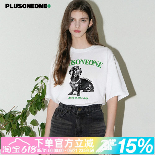 凉感冰丝腊肠狗印花T恤女短袖夏