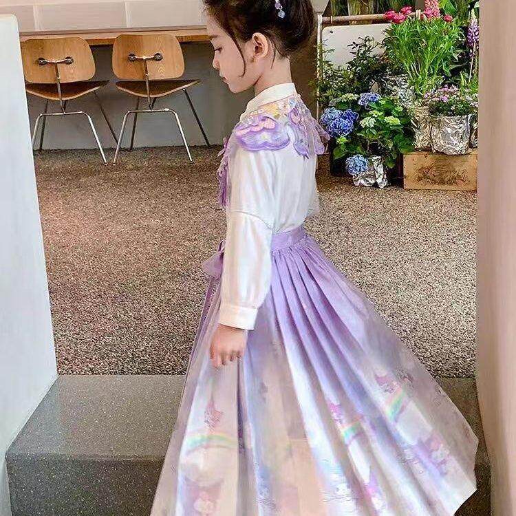 马面裙女童春装2025新款洋气大童套装儿童汉服春秋新中式唐装