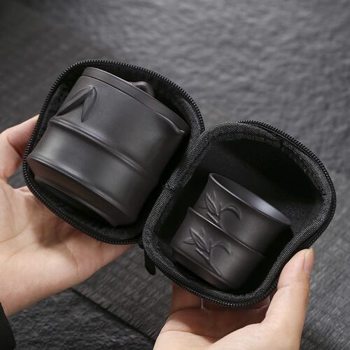 简易可携式紫砂户外露营旅行功夫茶具套组定制快客茶杯水分离茶盘