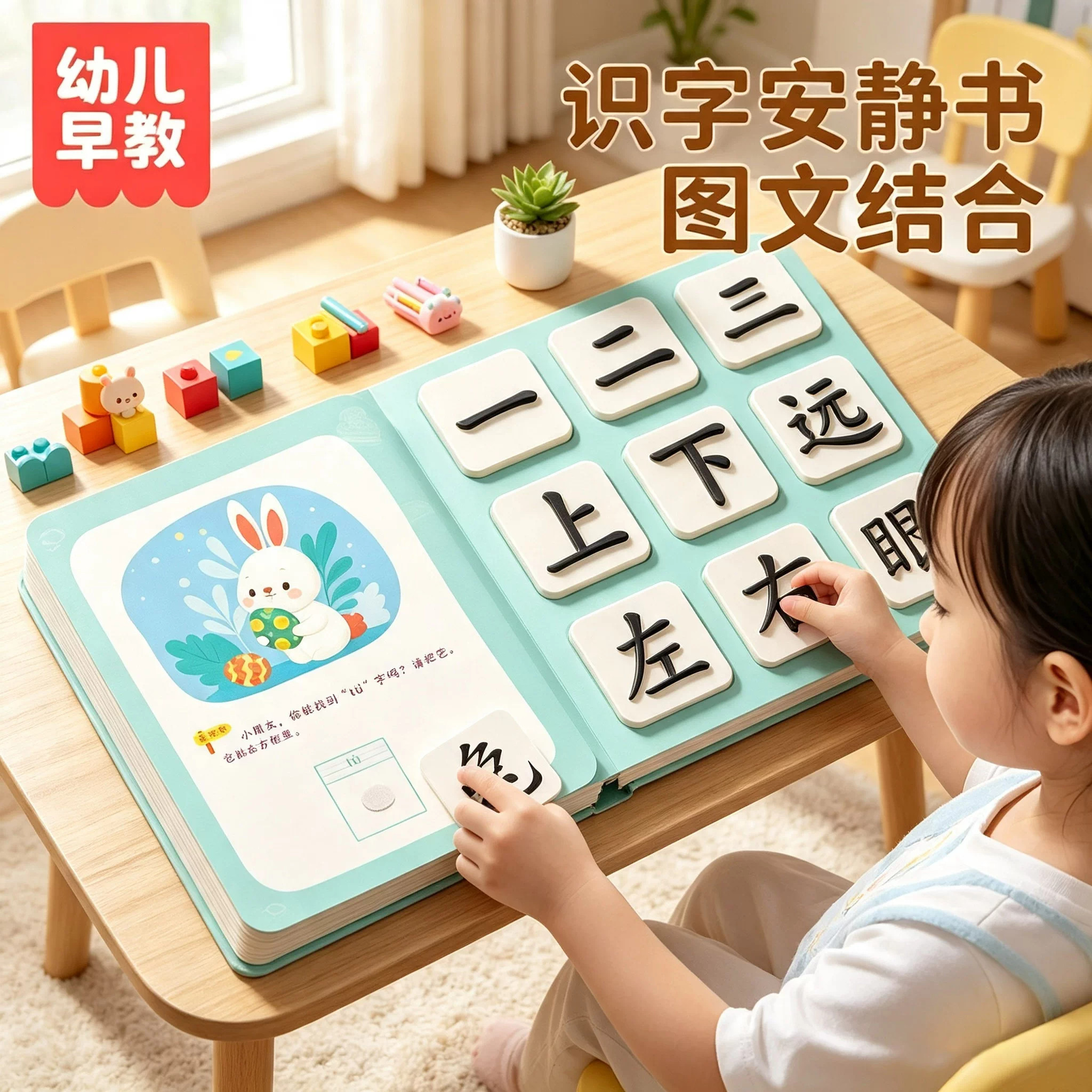 识字早教安静书3-6岁幼儿童宝宝认字书玩具游戏幼儿启蒙卡片绘本