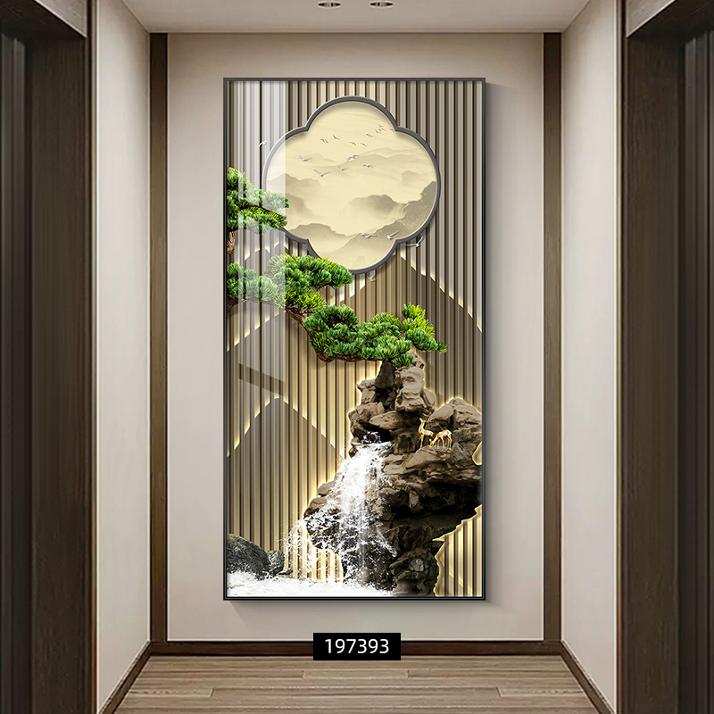 现代轻奢玄关装饰画入户门正对墙画高档大气客厅过道走廊尽头挂画