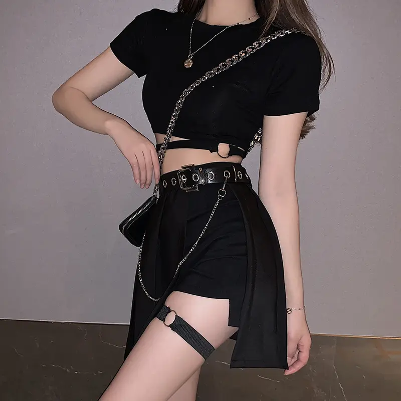 街头帅气黑暗系超酷朋克套装潮流