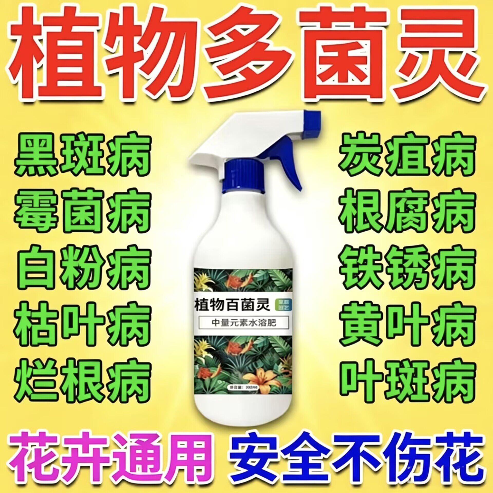 植物多菌菌灵百菌灵花卉白粉炭疽黄叶斑黑斑病专用除菌花病康喷剂