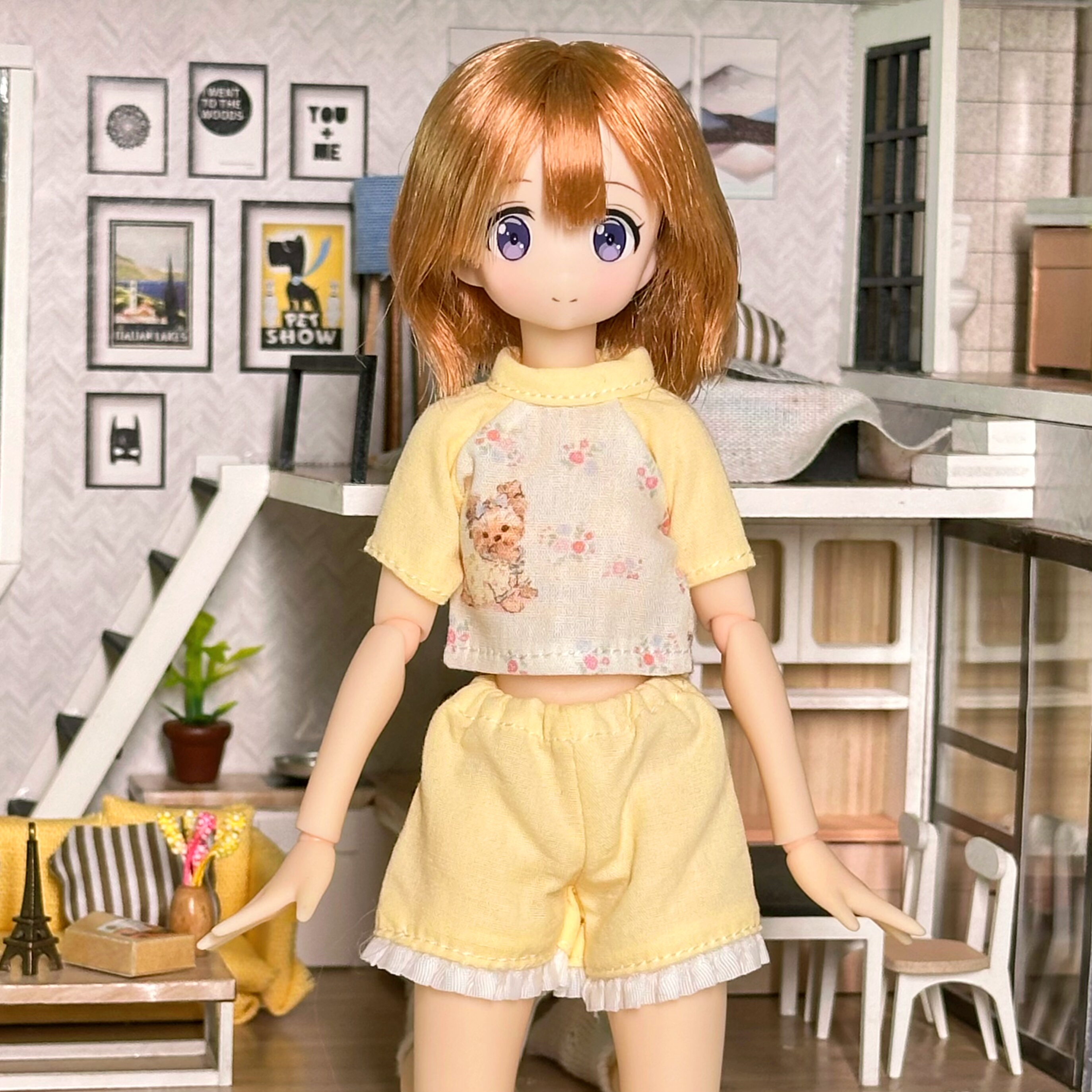 azone娃衣套装日常感T恤短袖花边短裤袜子mamachapp ob21 ob22