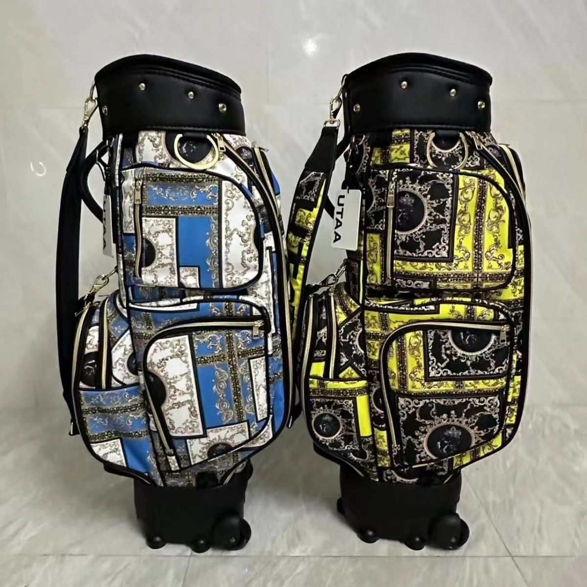 新款UTAA高尔夫球包秋2023golf男女通用字母图案配色支架轮滑球包