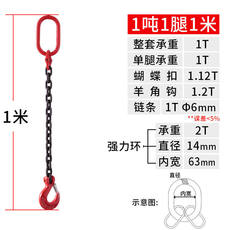 Подъемные цепи 链条吊索具套装定做起重吊钩吊环组合铁链起重吊具吊车吊链1吨1腿