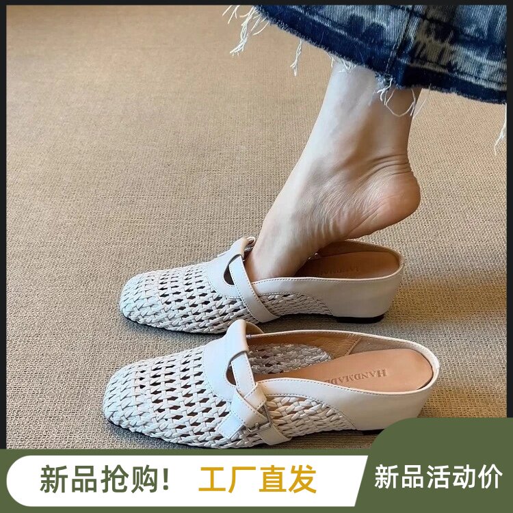 煜萱女鞋坊羊皮~高包头半拖凉鞋