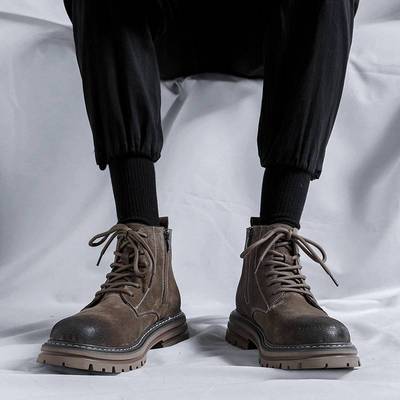 2026年新款马丁靴男真皮复古英伦秋冬短靴男款高帮休闲工装靴