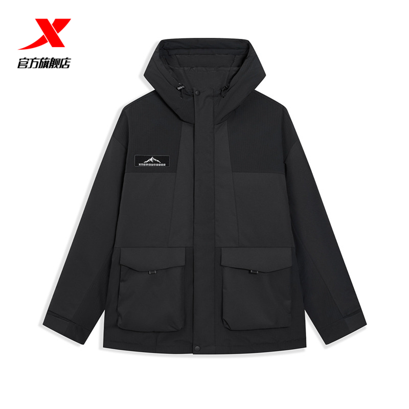 特步短款羽绒服男士2025年冬季