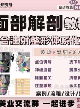 面部解剖结构颈部血管SMAS面神经皮下脂肪筋膜分布设计医美教程课