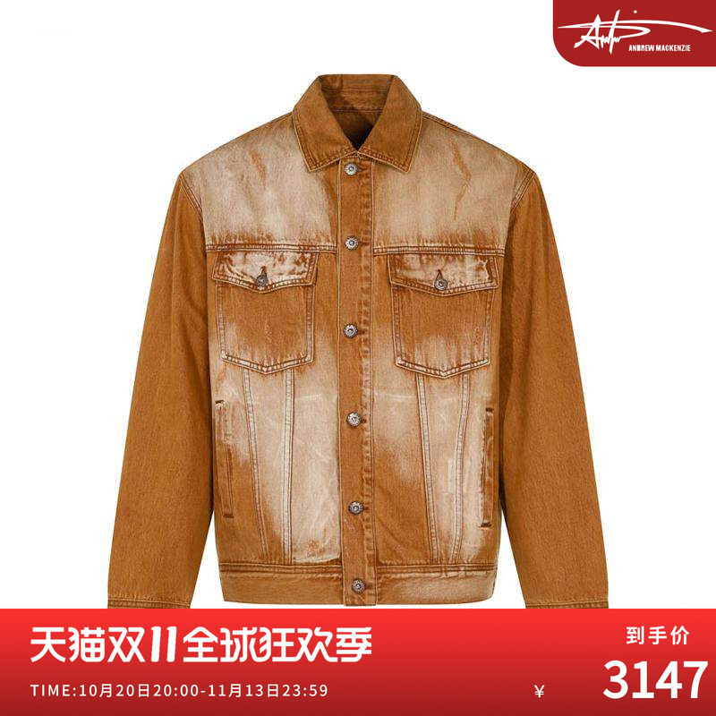 ANDREW MACKENZIE男士 春秋款休闲舒适翻领纯棉夹克外套上衣