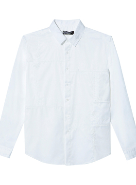 ANDREW MACKENZIE意大利男装棉质微弹个性装饰内搭白色长袖衬衫