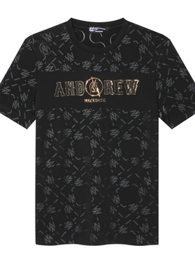 ANDREW MACKENZIE意大利夏季圆领满版花卉简约短袖T恤男