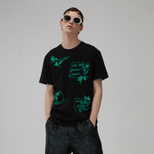 棉质简约图案圆领短袖 ANDREW MACKENZIE夏季 T恤男百搭舒适亲肤