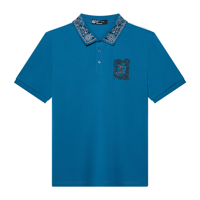 AMK夏季棉质烫钻短袖polo衫