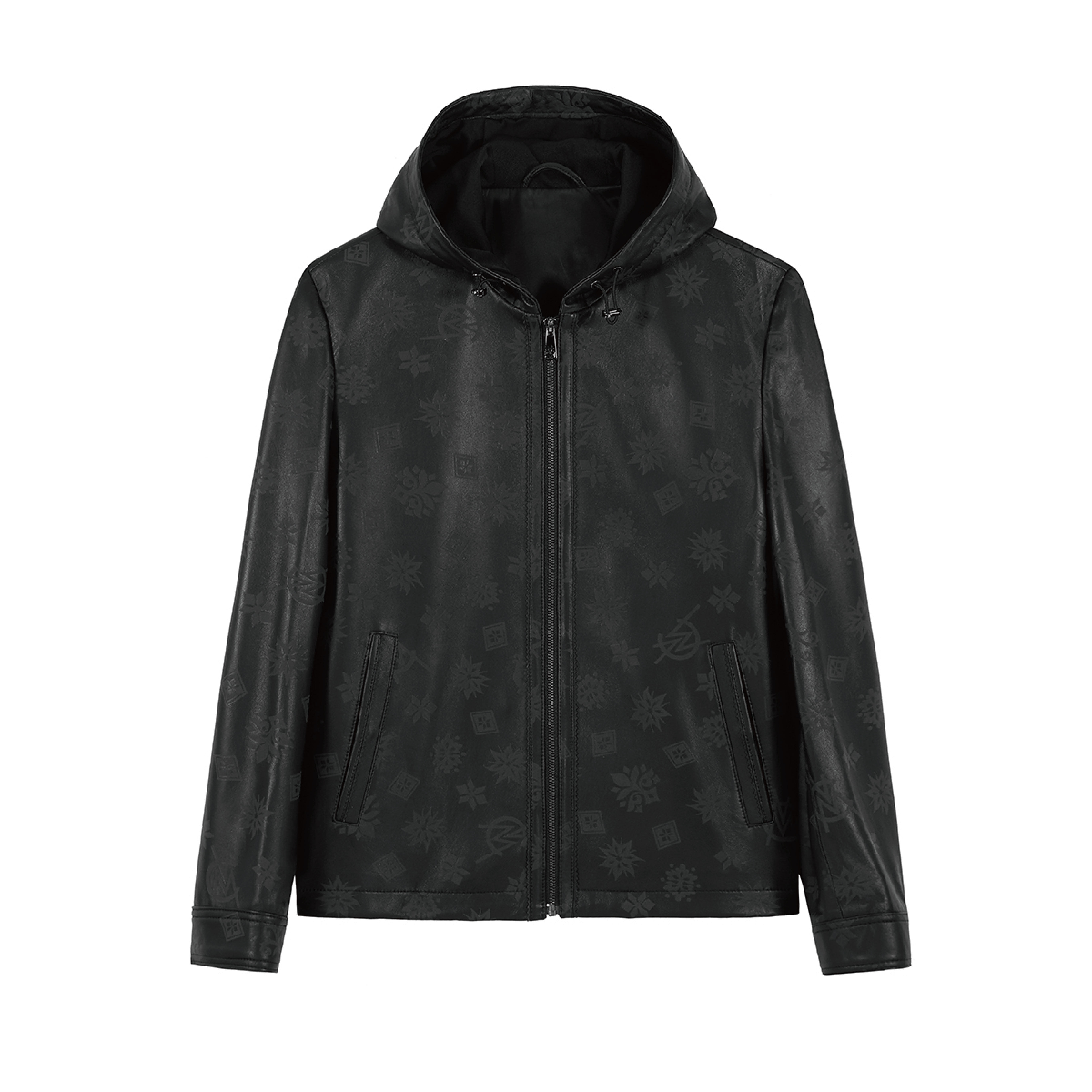 ANDREW MACKENZIE男士秋冬款潮流舒适连帽羊皮革连帽皮衣外套上衣