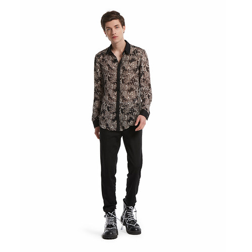 ANDREW MACKENZIE意大利男装春秋时尚潮流花纹衬衫551242221108