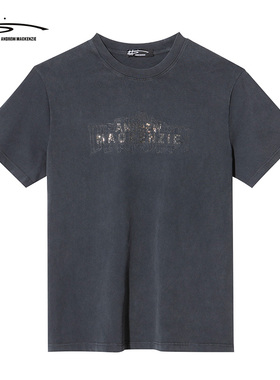 ANDREW MACKENZIE意大利男装 胶囊系列春夏男士圆领短袖T恤上衣男