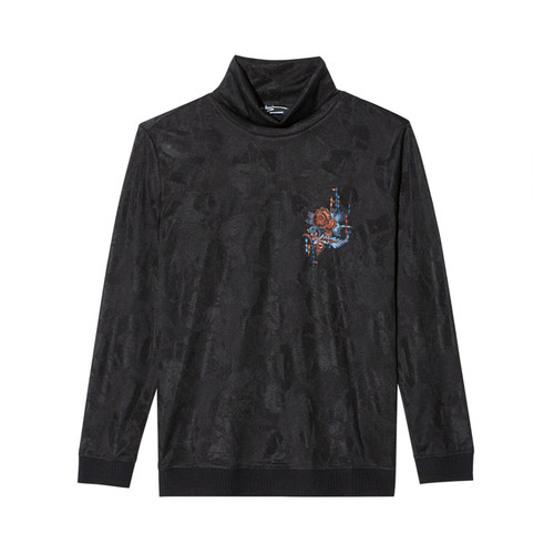 轻奢休闲胸前印花长袖高领T恤