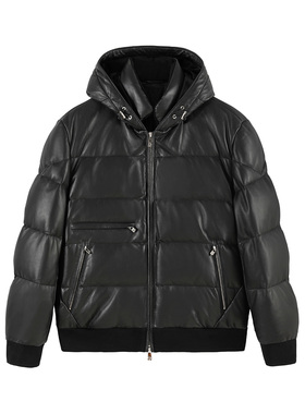 ANDREW MACKENZIE男士 秋冬款舒适羊皮革皮衣鸭绒厚款羽绒服外套