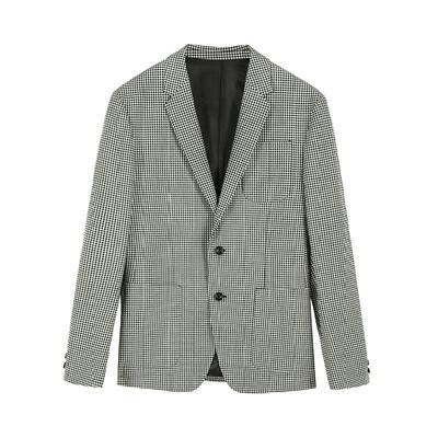 ANDREW MACKENZIE男士 春秋休闲舒适平驳领黑白格子西装外套上衣
