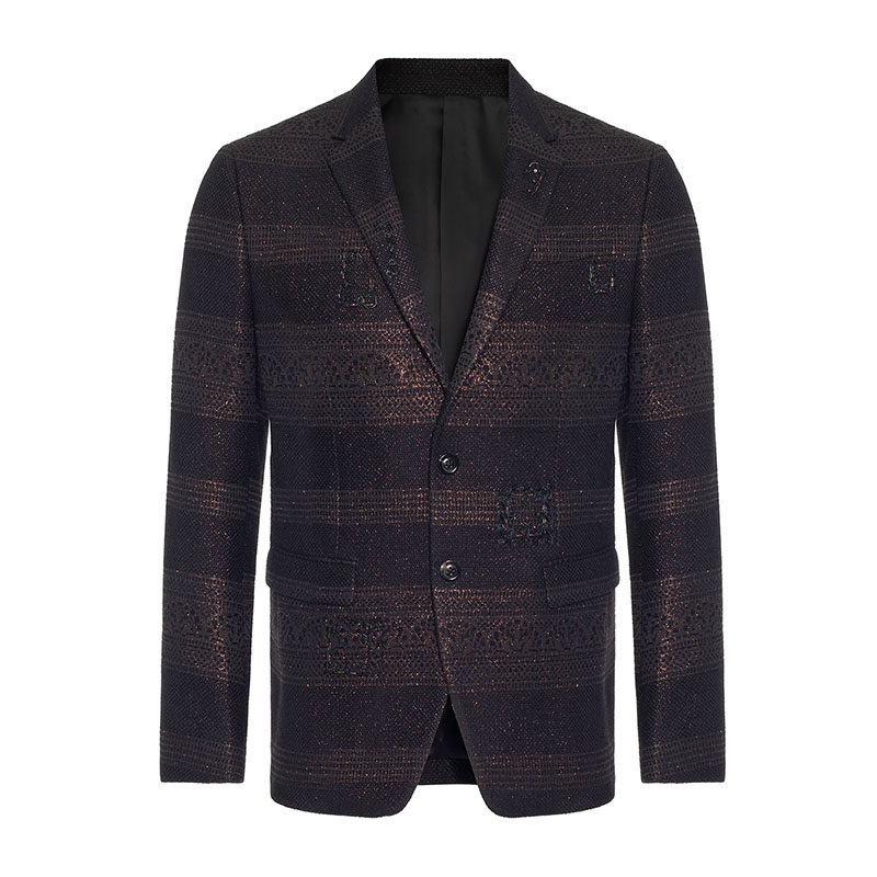 ANDREW MACKENZIE意大利男装条纹款西服外套秋单排双扣子西装单西