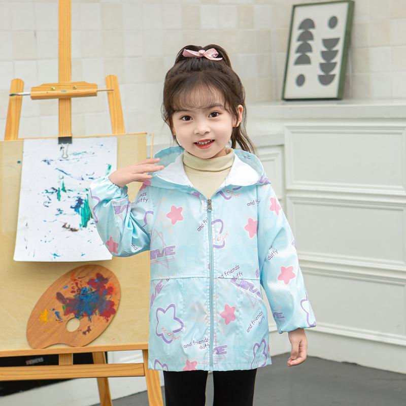 新款儿童秋冬防水罩衣羽绒服长袖罩衫男女童画画围衣宝宝吃饭护衣