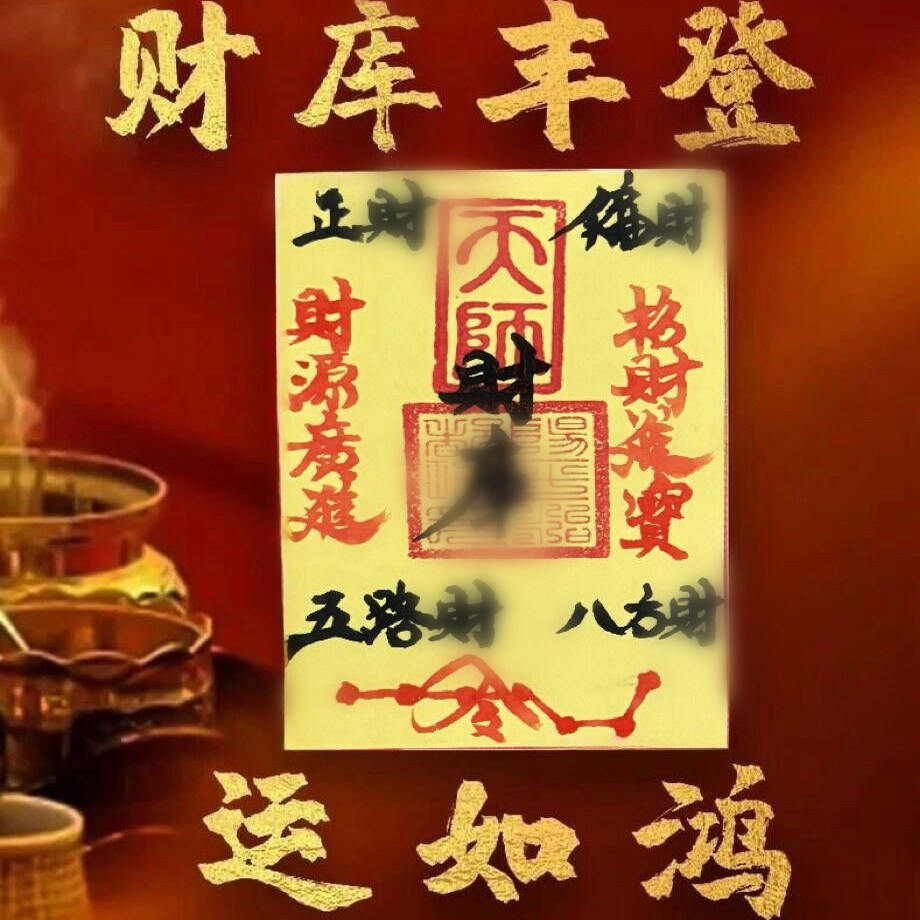 龙虎山法物直发原创五路财源文昌太岁吴隧招进宝财ku壳贴装饰