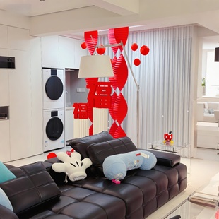 长条福字挂件新年氛围布置装饰蜂窝灯笼吊饰马年商场客厅高档挂饰