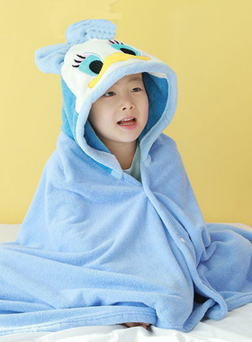 儿童浴巾带帽斗篷宝宝洗澡游泳裹巾女孩披风比纯棉柔软小男孩浴袍