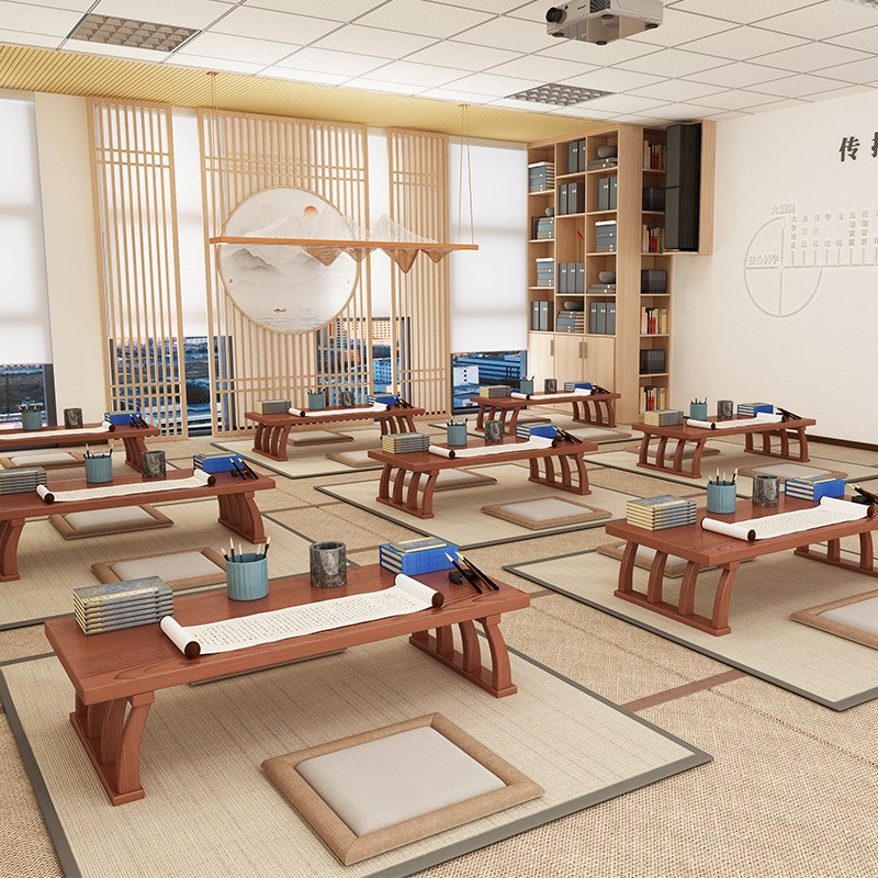 新中式国学桌书法桌凳培训班课桌椅禅意茶艺桌围棋桌子幼儿园矮桌
