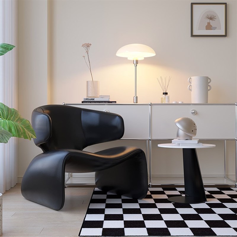 复古简约单人沙发客厅猫爪皮休息区接待美容院商务洽谈休闲椅组合