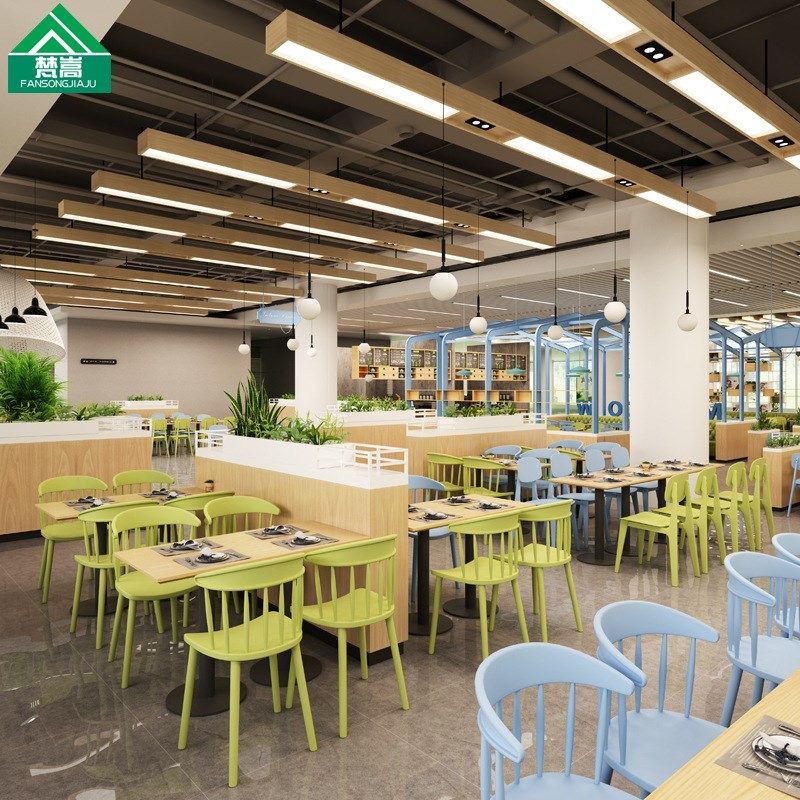 奶茶甜品汉堡店快餐面馆饭店工厂员工餐厅学校食堂塑料桌椅组合