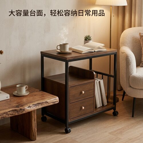茶几边几意式轻奢边桌简约现代侧边柜小户型客厅家用小圆桌子