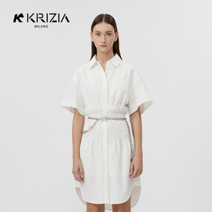 KRIZIA 显瘦腰间打揽衬衫 白色时尚 连衣裙 新品