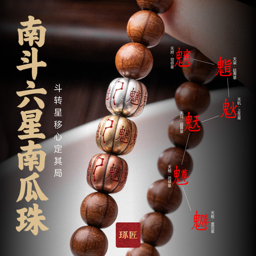 琢匠南斗六星南瓜隔珠猴头手串diy银饰配件道系配珠三通文玩配饰