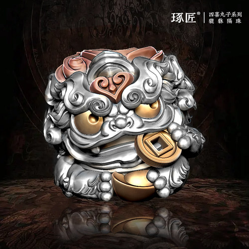 琢匠貔貅隔珠文玩配饰国风猴头单珠diy手串配珠银饰配件珠子散珠