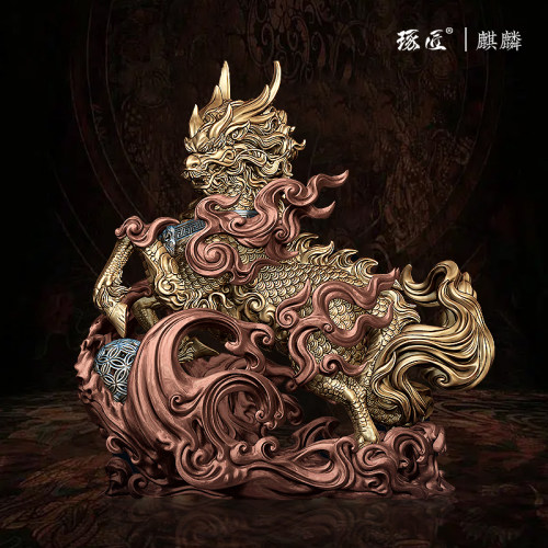 琢匠麒麟摆件招财纳福铜饰品