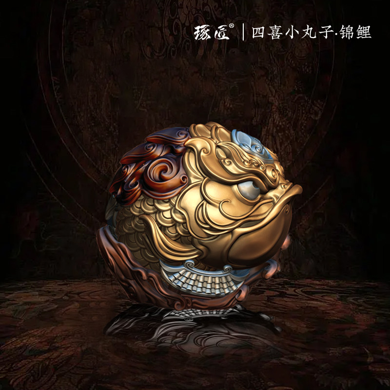 琢匠锦鲤摆件中国风铜手把件桌面实心鲤鱼跃龙门茶宠复古小装饰品,家居饰品,装饰摆件,淘宝优惠券,粉丝福利购,淘宝优惠卷