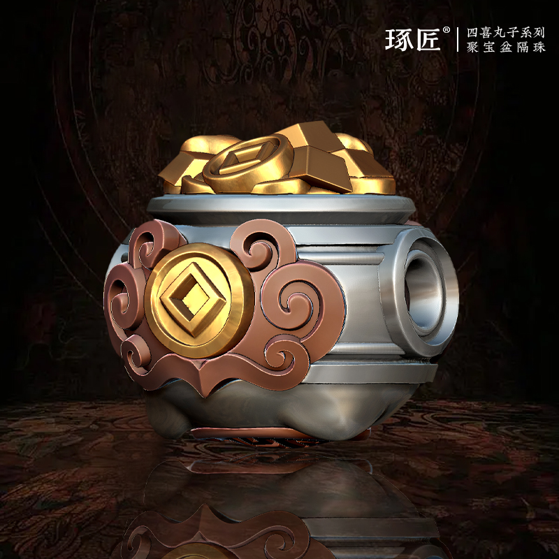 琢匠聚宝盆隔珠925银饰手串diy配件星月猴头配珠国潮原创文玩配饰