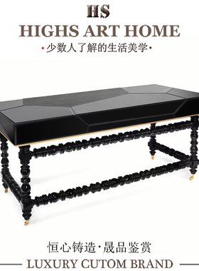 轻奢现代实木书桌意式高端别墅家用书房办公室办公桌高级感老板桌