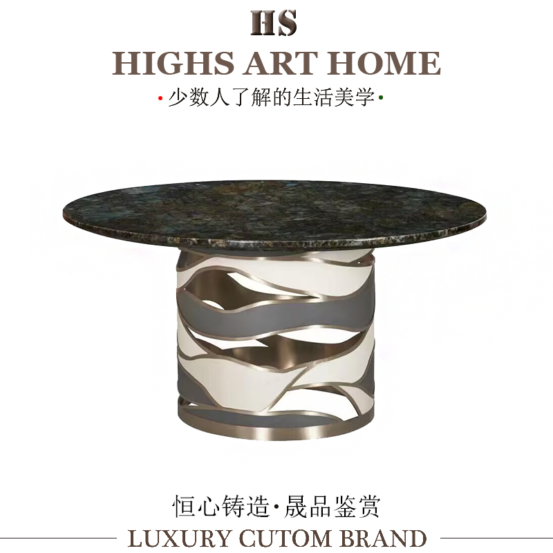 意式轻奢高档大理石餐桌简约定制