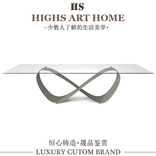 意式轻奢奢华大理石餐桌创意玻璃