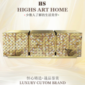 葡萄牙高端奢华玄关柜后现代轻奢设计师别墅实木金属餐边柜储物柜