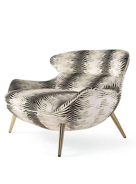 意大利轻奢单人沙发椅创意布艺客厅扶手椅虎纹高级感设计师休闲椅