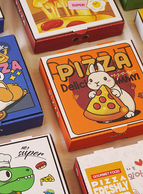 原创卡通瓦楞商用披萨盒子pizza热销外卖一次性食品铝箔盒7891012