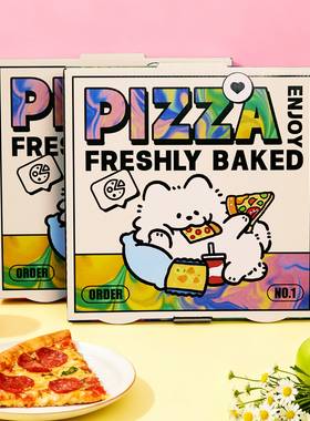 商用彩印小尺寸铝箔保温披萨盒一次性原创设计野餐摆摊外卖打包盒