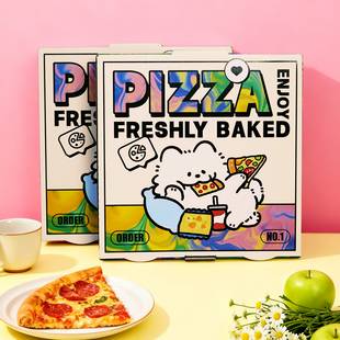 商用彩印小尺寸铝箔保温披萨盒一次性原创设计野餐摆摊外卖打包盒