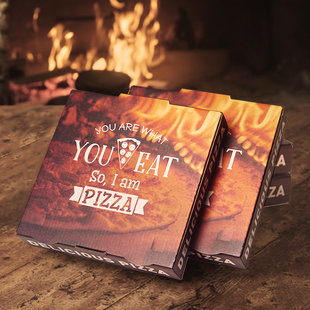 原创新品美式商用外卖摆摊一次性三层牛皮加厚硬瓦楞锡纸披萨盒
